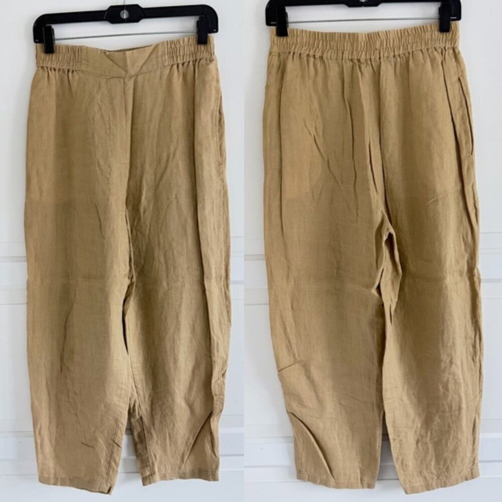 Zara Tan Linen Straight Leg Pants Size Small 23037